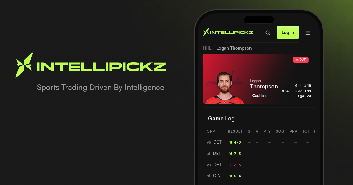 Logan Thompson Stats, Props & Odds - NHL | IntelliPickz